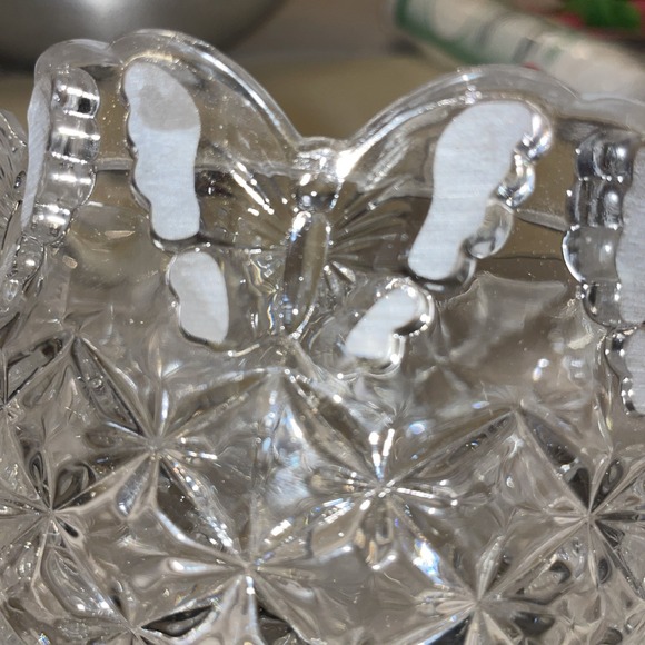 Hofbauer Lead Crystal Butterfly Papillon Bowl 3-Footed 4.5x6" Antique - Picture 8 of 10